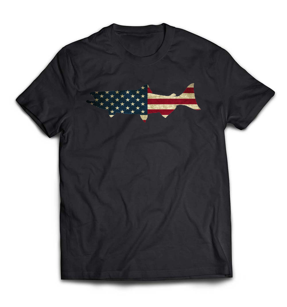 Salmon Fishing Shirt – US Flag: A Patriotic Tribute for Fishing Enthusiasts